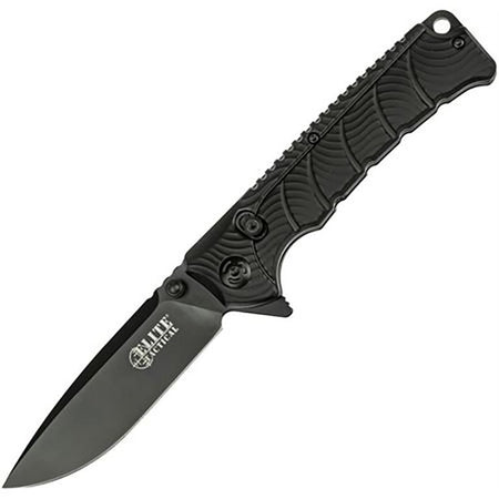 Elite Tactical Backdraft Drop Point Folding Knife 3 1/2" All Black