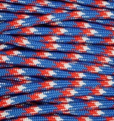 Mero 550 lb Paracord 100' Red White Blue Camo Lightweight Quick-Drying Nylon Cord