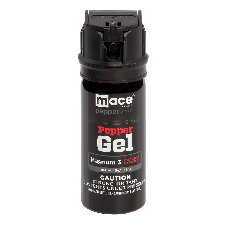 Mace Magnum 3 Pepper Gel with Belt Clip - 18 ft Range, Black, Made in USA