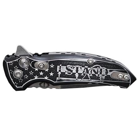 Hogue X1-Microflip Push-Button Flipper 2.75" Knife Custom Outlaw Ordnance Engraving