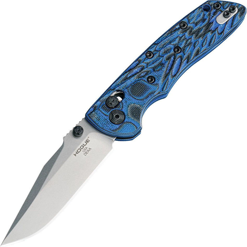 Hogue Deka ABLE Lock Folder 3.25-Inch Clip Point Blade - Tumble Finish, Blue Lava G10