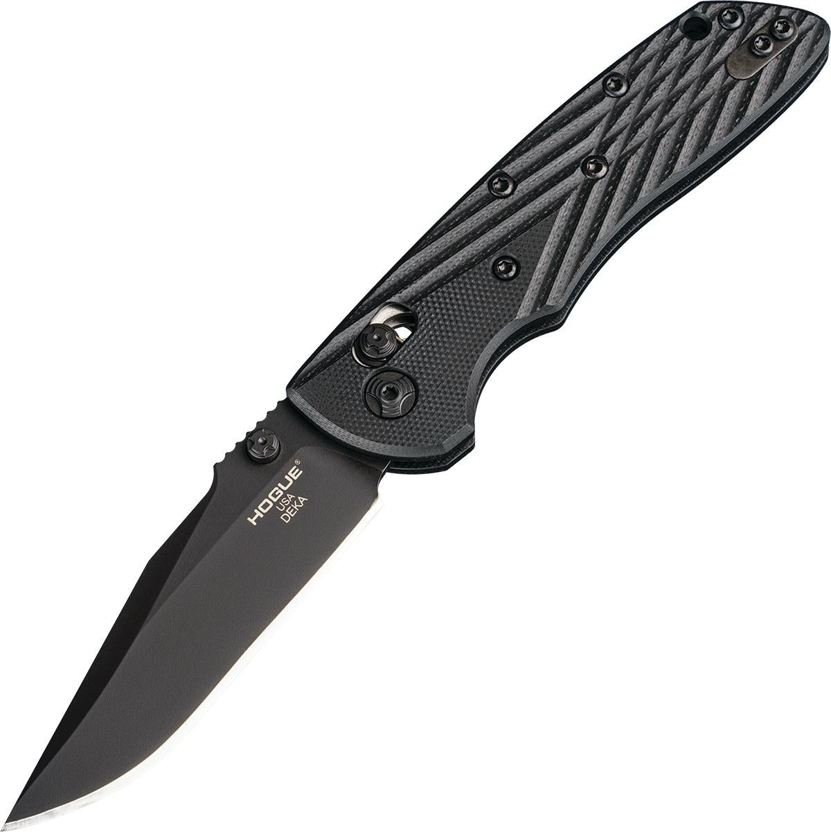 Hogue Deka ABLE Lock 3.25-Inch Clip Point Folder - Solid Black G10 Scales