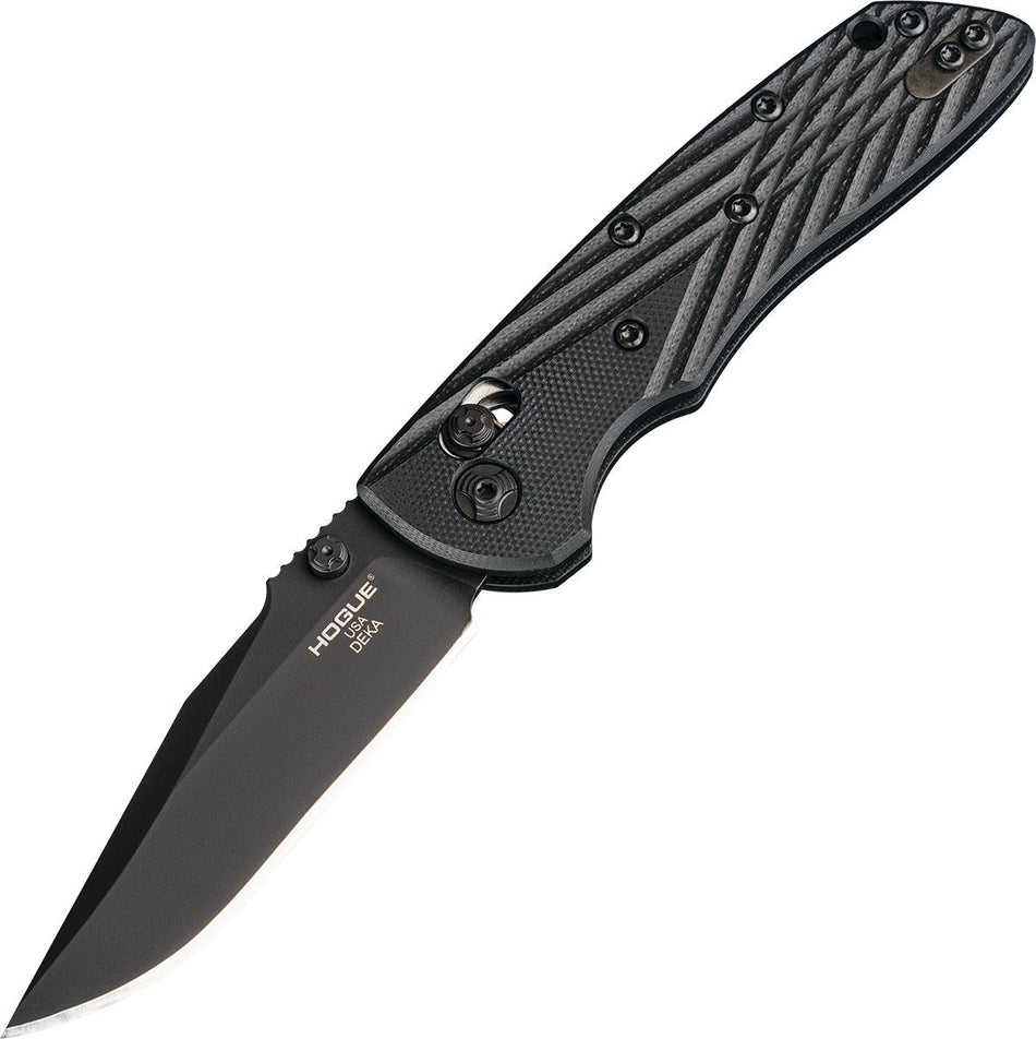 Hogue Deka ABLE Lock 3.25-Inch Clip Point Folder - Solid Black G10 Scales