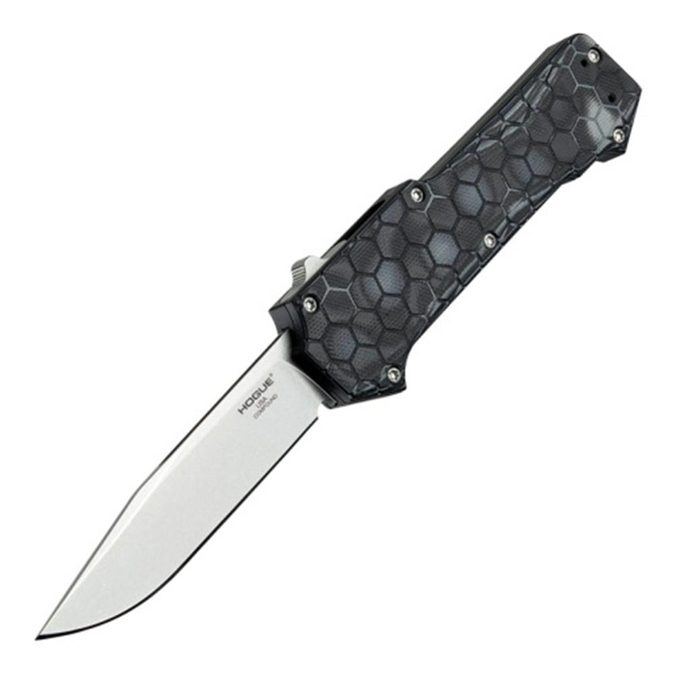 Hogue Compound OTF Auto Knife 3-1/2" CPM S30V Clip Point Blade Black G10 Frame