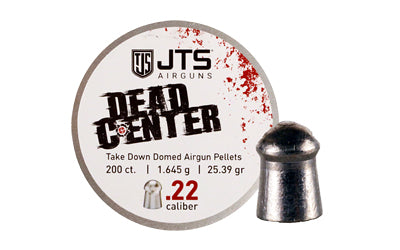 JTS Dead Center Airgun Pellets, .22 Caliber Domed Tip, 25.39 Grain, 200-Count Tin JAC113