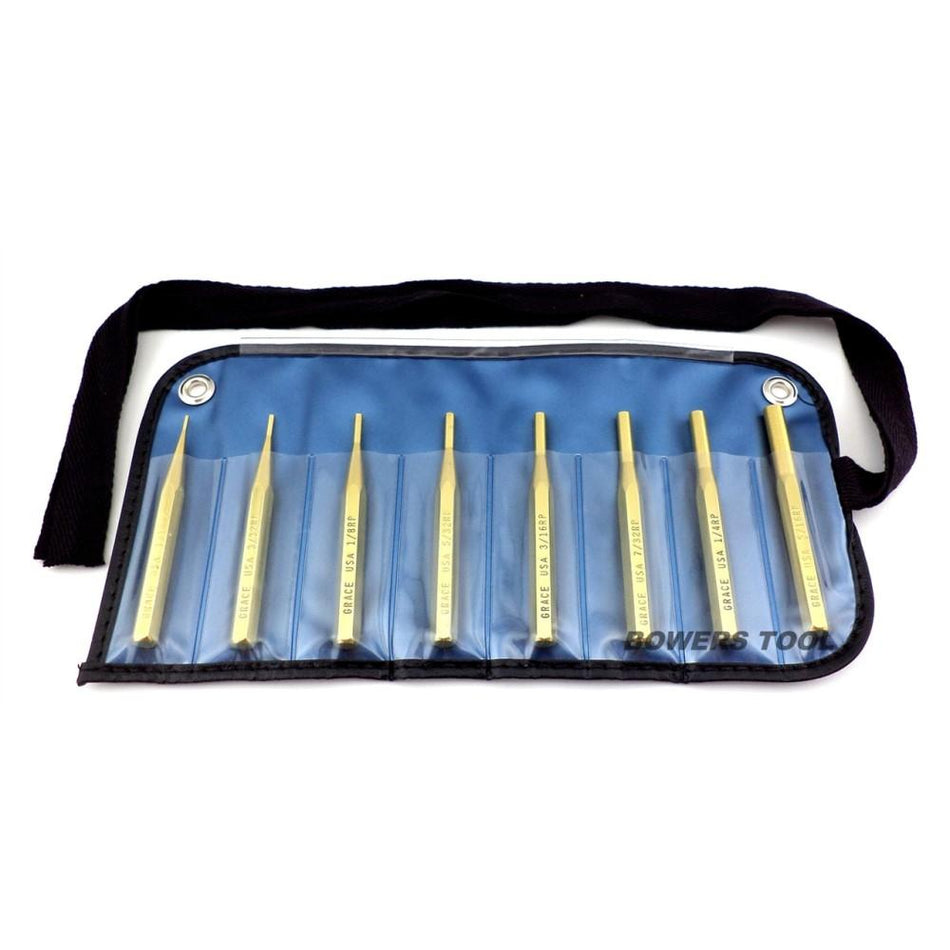 Grace USA Brass Punch Set 8 Pieces Roll Spring Gunsmith Quality