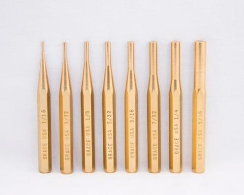 Grace USA Gun Care Brass Pin Punch 8-Piece Set - Made in USA