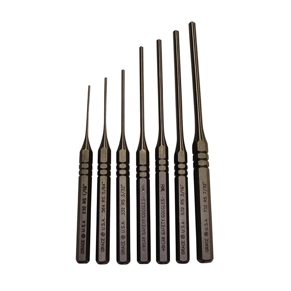 Grace USA Steel Roll Spring Punch 7ct Set - Lifetime Guarantee for Firearms