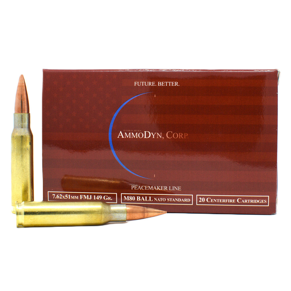 AmmoDyn 7.62x51mm NATO 149 Grain Full Metal Jacket (FMJ) Brass