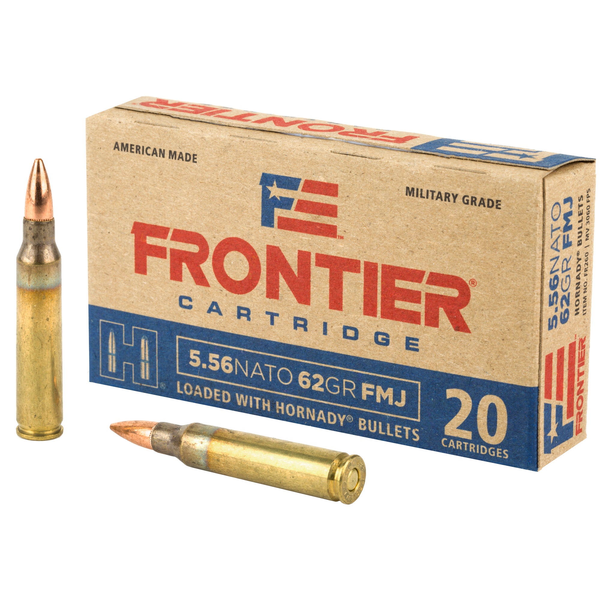 Frontier Cartridge Lake City Military Grade 5.56x45mm NATO 62 grain Full Metal Jacket ammunition