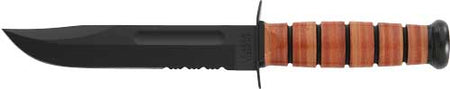 KA-BAR US Army 7" Serrated Fixed Blade Fighting/Utility Knife with Leather Sheath