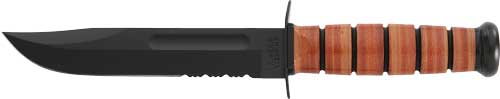 KA-BAR US Army 7" Serrated Fixed Blade Fighting/Utility Knife with Leather Sheath