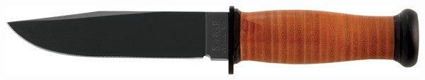 KA-BAR Mark I Navy 5.125" Clip Point Fixed Blade Knife w/ Leather Sheath