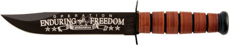 KA-BAR USMC OEF Afghanistan 7" Fixed Blade Commemorative Knife - Leather Sheath