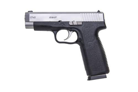 Kahr Arms CT4543 CT45 45 ACP 7+1 4" Stainless Steel Barrel, Matte Serrated Stainless Steel Slide, Black Polymer Frame, Black Textured Polymer Grip, Right Hand