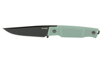 KA-BAR 5500 Apex Fixed Blade Knife, 3.9" D2 Steel Clip Point, Plain Edge, Matte Black Finish, Green GFN Handle with Sheath