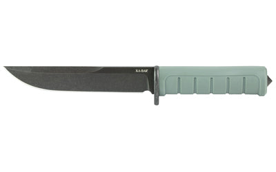 KA-BAR 6100 Dust I Fixed Blade Knife, 6.125" D2 Steel Clip Point, 11" OAL, Green Glass Filled Nylon Handle, Black Hard Plastic Sheath