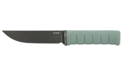 KA-BAR 6101 Dust II Fixed Blade Knife, 5.25" D2 Steel Clip Point, Plain Edge, Black Matte Finish, Green Glass Filled Nylon Handle