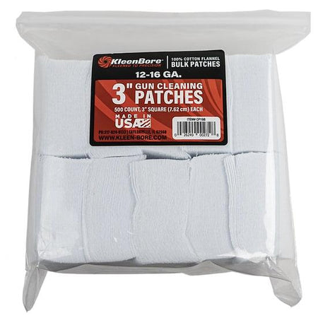 KleenBore 12-16 Gauge Bore Cleaning Patches 3" 500 Count Cotton
