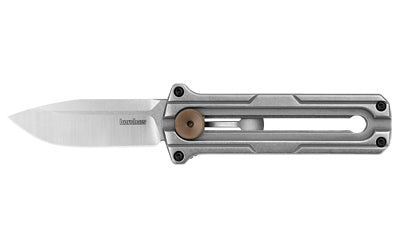 Kershaw Cybernet Out-the-Front Folding Knife, D2 Satin Steel Blade, Sliding Button Lock, Stainless Handle 2046