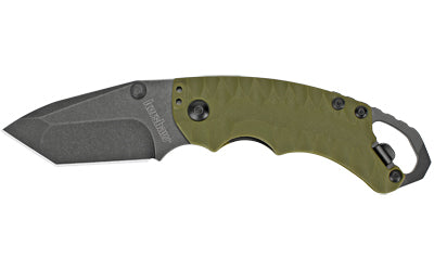 Kershaw Shuffle II EDC Folding Knife, Modified Tanto 8Cr13MoV BlackWash Blade, Olive Handle, Bottle Opener 8750TOLBW