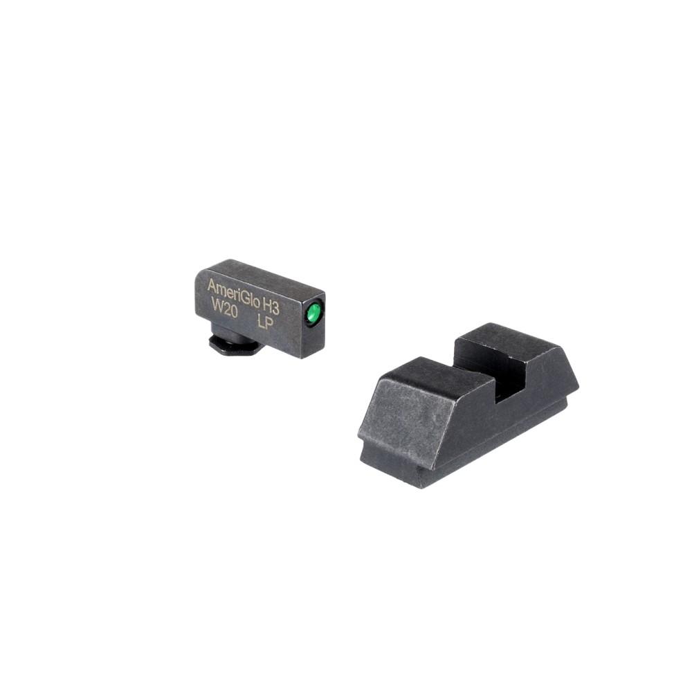 Ameriglo Glock Tritium Optics-Compatible Sight Set .295 1L Tall Rear Green with Black .220 Front