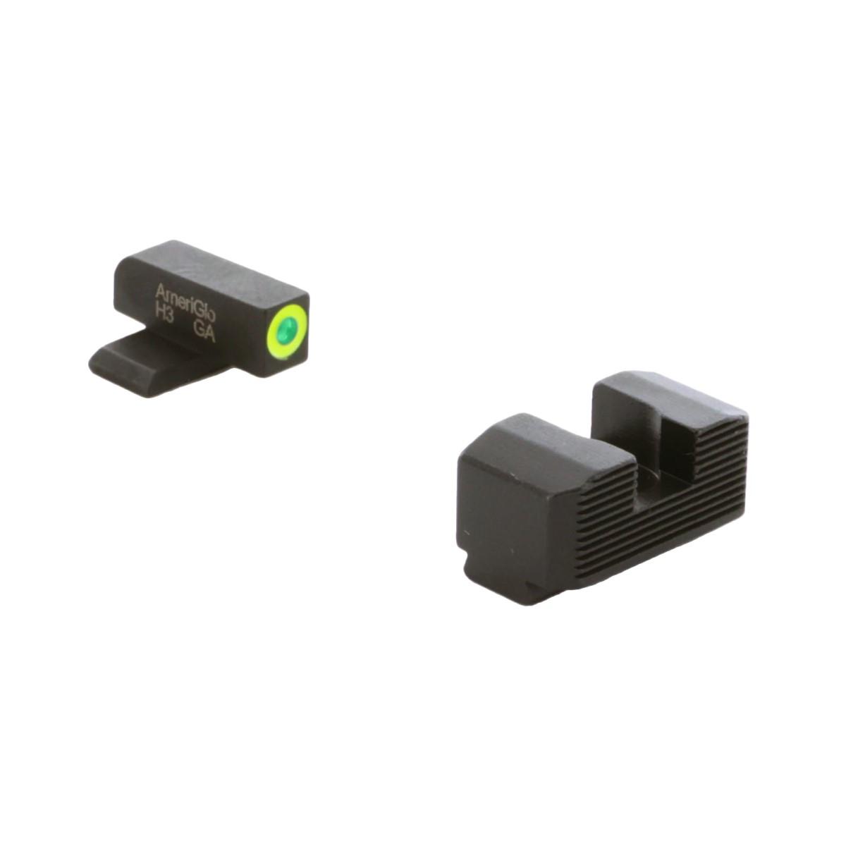 Ameriglo Protector Tritium Green LumiGreen Front Black Serrated Rear Sights Springfield Hellcat