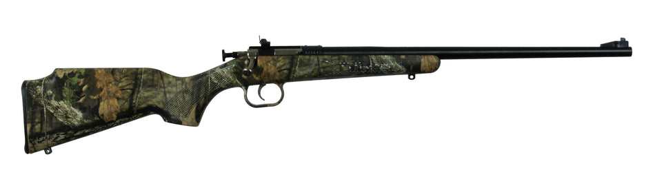 Crickett KSA2163 Youth 22 LR 1rd 16.12" Blued Barrel & Receiver, Fixed Front/Adjustable Rear Peep Sight, Hydro Dipped Mossy Oak Break-Up Synthetic Stock w/11.5" LOP, Rebounding Firing Pin Safety