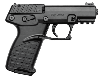 Kel-Tec P17BBLK P17 Compact Frame 22 LR 16+1 3.80" Black Steel Threaded Barrel, Black Serrated Slide, Black Polymer Frame w/Picatinny Rail, Textured Grip, Ambidextrous