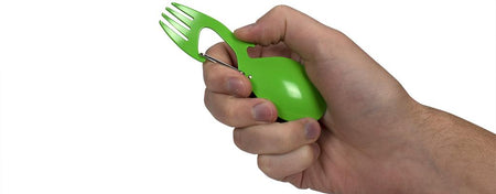 Kershaw Ration Green Outdoor Eating Utensil Multi-Tool with Carabiner Clip