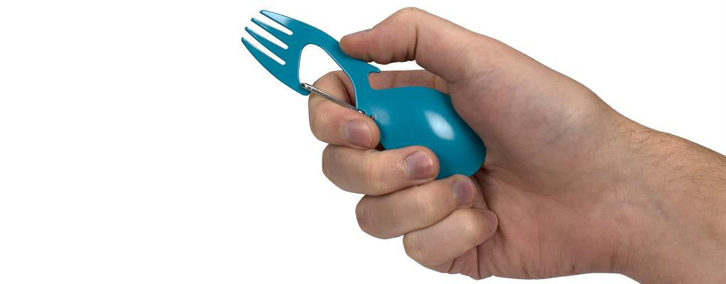 Kershaw Ration Teal Outdoor Eating Utensil Multi-Tool with Carabiner Clip