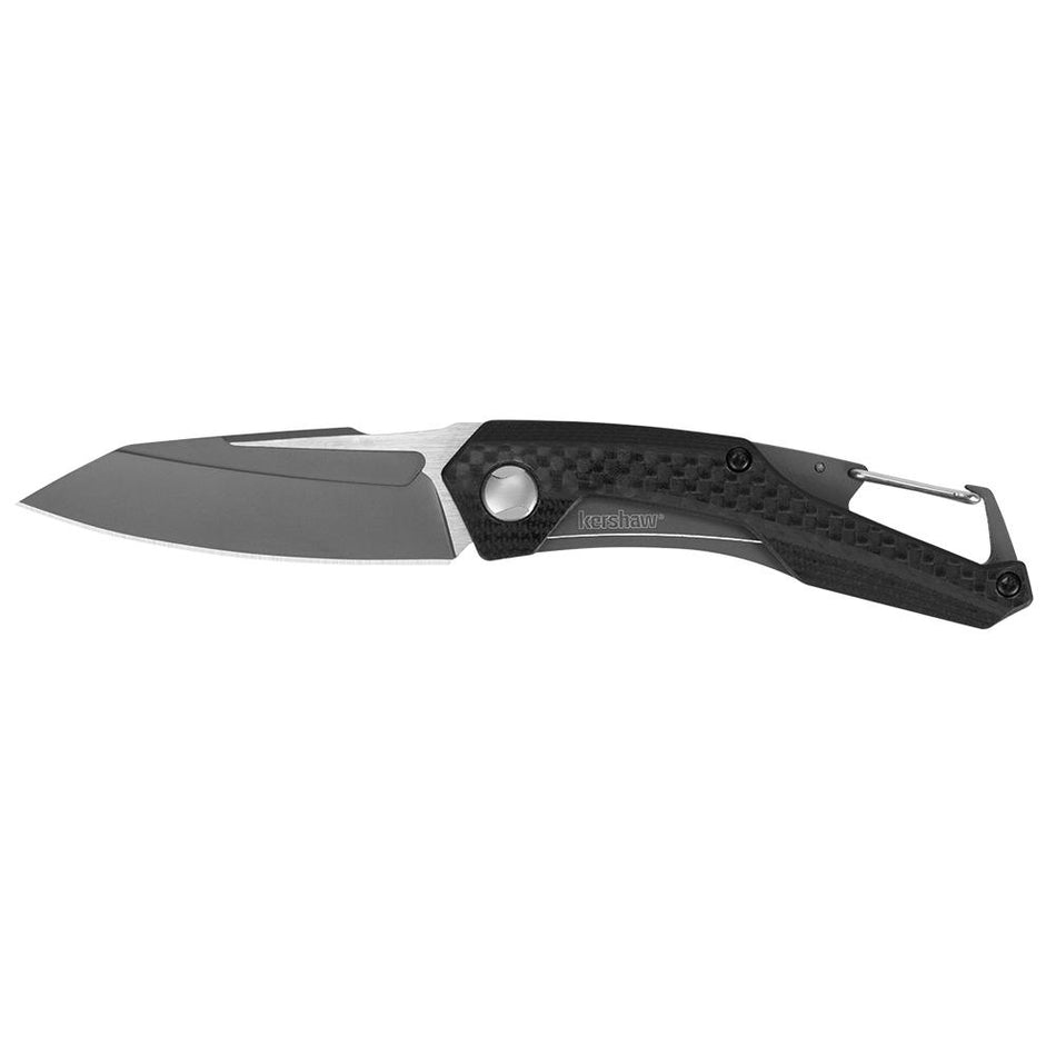 Kershaw Reverb 2-1/2" Drop Point Folding Knife Frame Lock with Carabiner Black