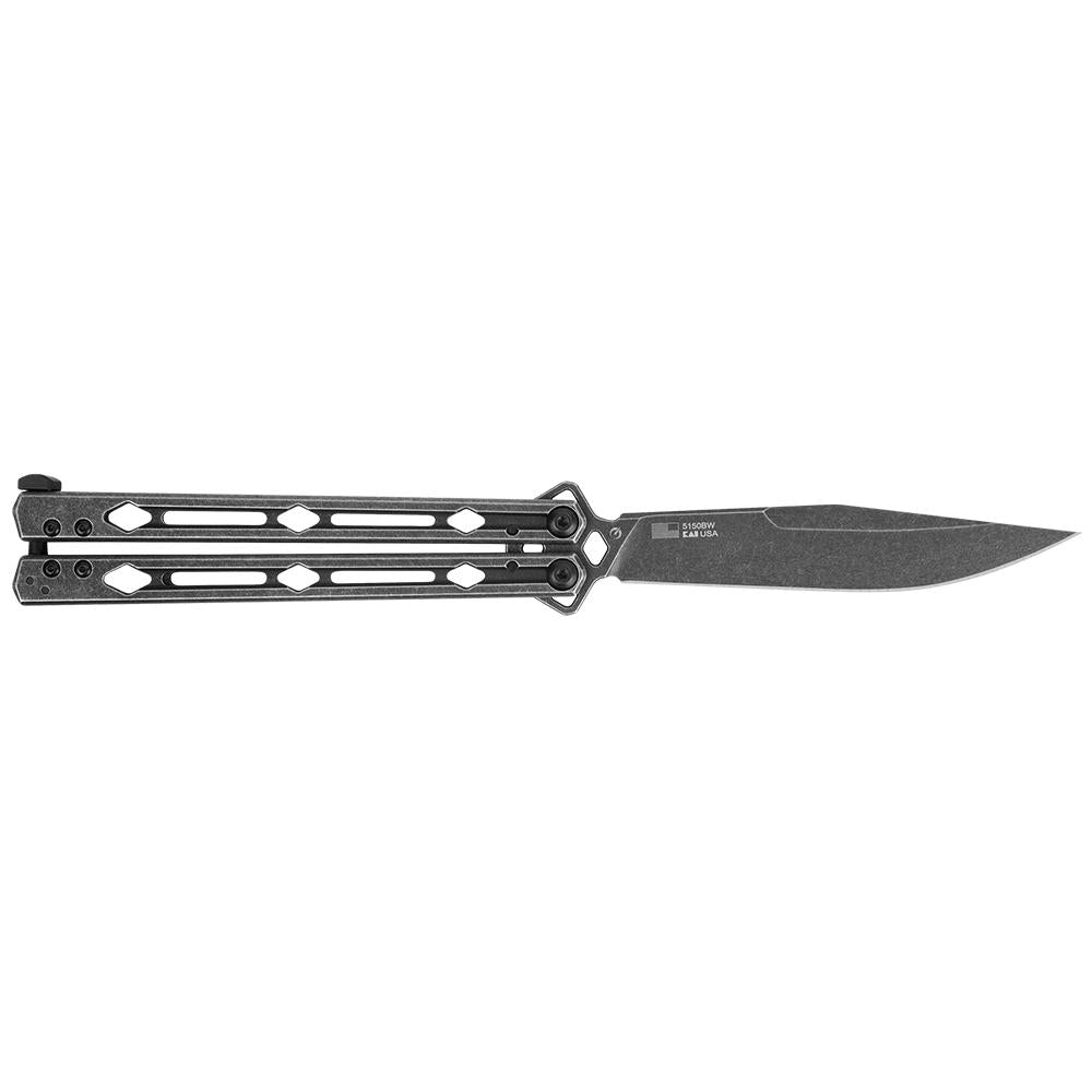 Kershaw Lucha BlackWash Drop Point Folding Knife with KVT Ball Bearings