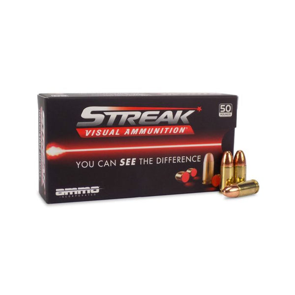 Streak Streak Visual (RED) Tracer Total Metal Case 124 Grain 9mm Luger/Parabellum 1065 fps