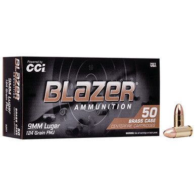 CCI Blazer Brass 9mm Luger FMJ 124gr - Premium Ammunition for Reliable Performance