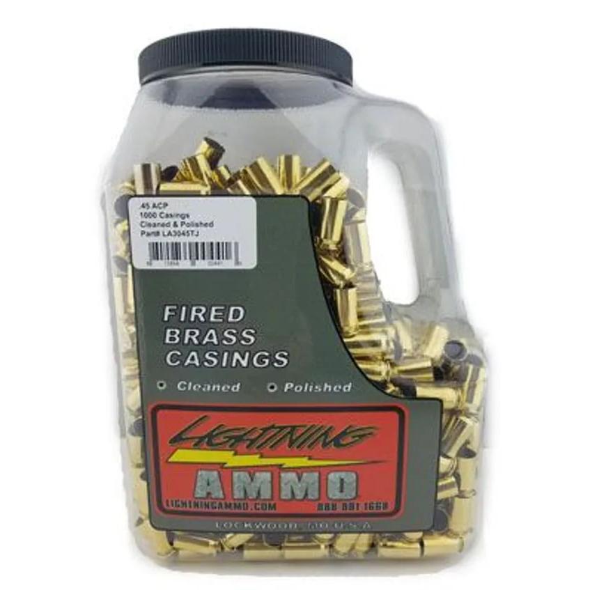 Lightning Ammo Reconditioned .45 ACP Cleaned & Polished Brass 500/ct Jug