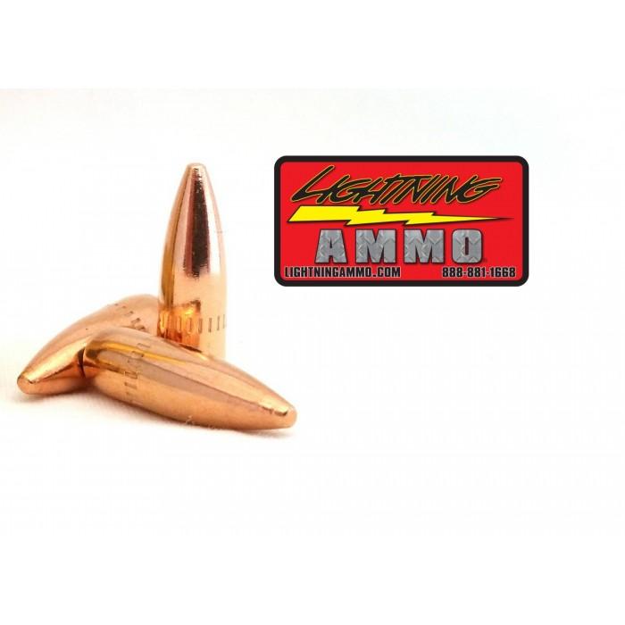 Lightning Ammo .22 Cal .224" 55gr FMJ-BT Rifle Bullets w/Cannelure 500/ct Box