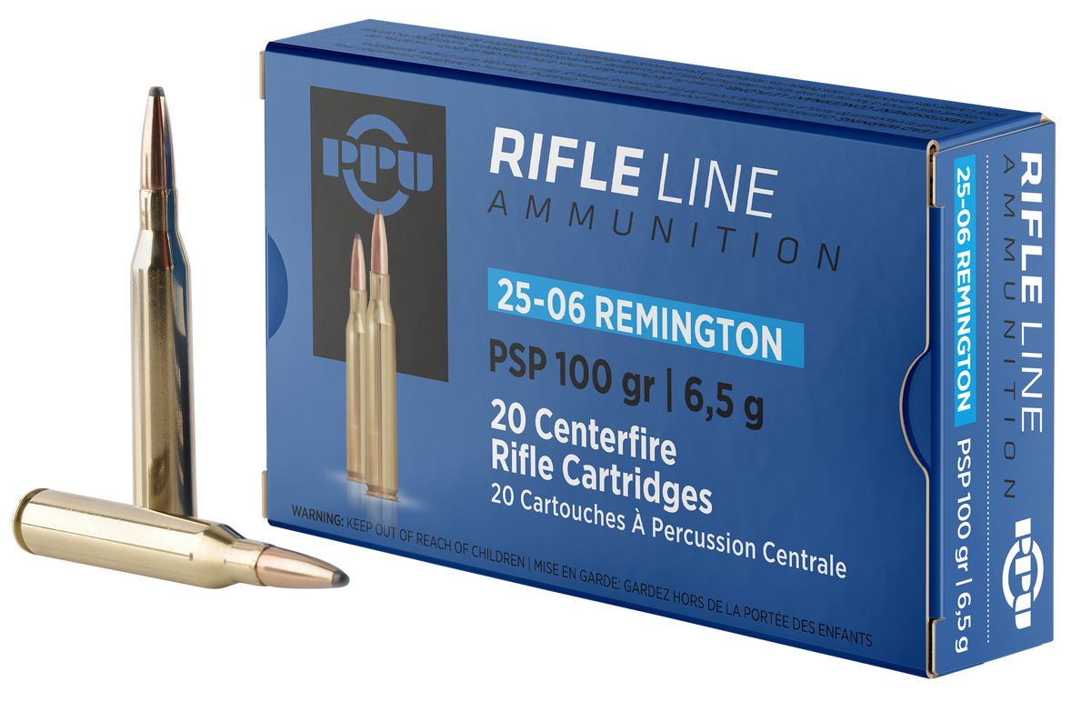 PPU PP2506P Standard Rifle Rifle 25-06 Rem 100 gr Pointed Soft Point (PSP) 20 Per Box/ 10 Cs