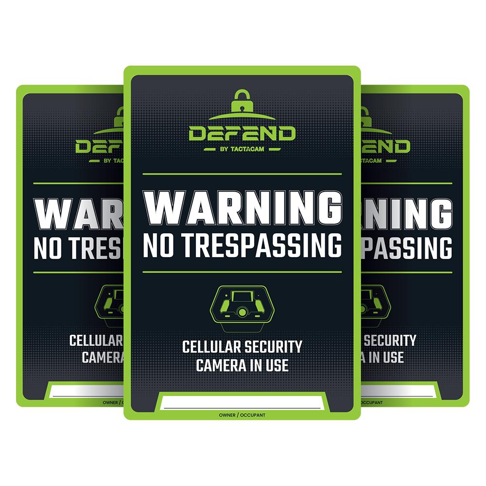 Tactacam Defend Property Surveillance No Trespassing Sign Set of 3