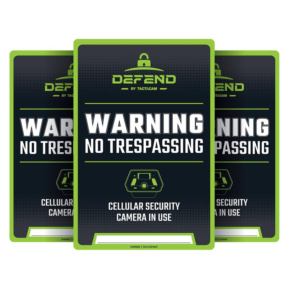 Tactacam Defend Property Surveillance No Trespassing Sign Set of 3