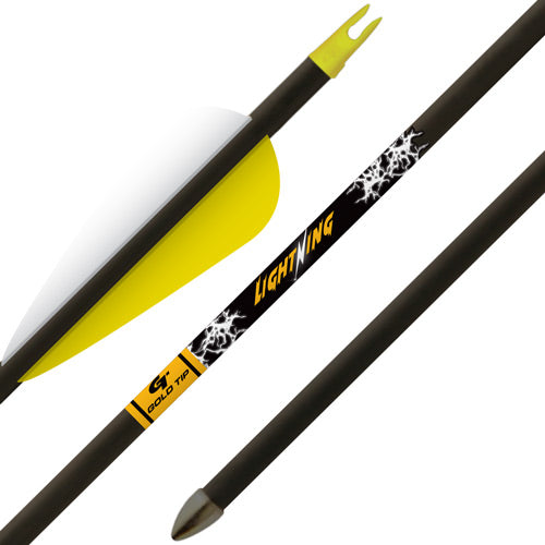 Gold Tip Lightning Youth Carbon Arrow 2.5" Vane 28 Inch Glue-In 3-Pack