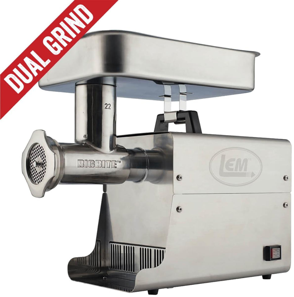 LEM #22 Big Bite Two-Grind-In-One-Pass 1 HP Electric Meat Grinder