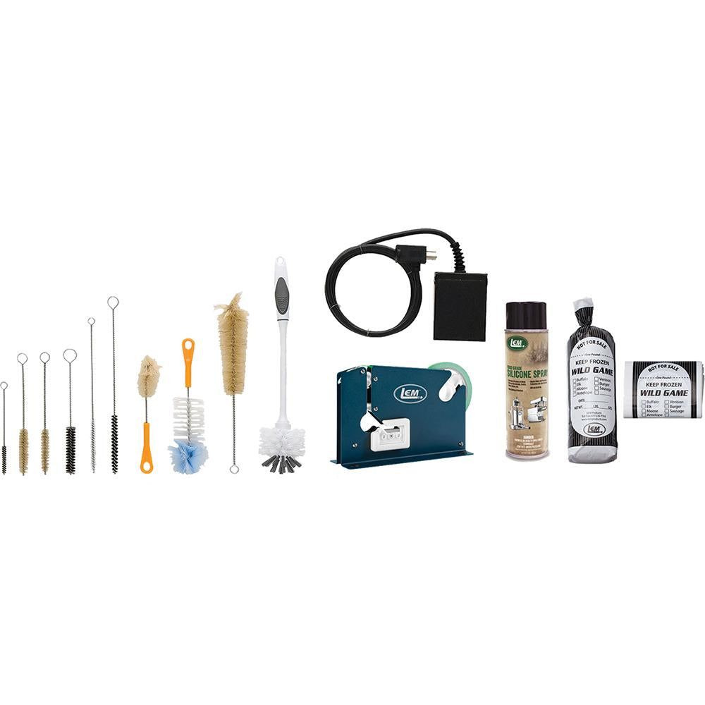 LEM Products Meat Grinder Accessory Kit with Wild Game Bags and Silicone Spray