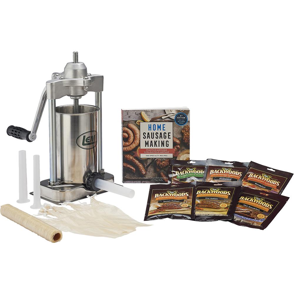 LEM Products Sausage Making Starter Kit Stuffing Set with Backwoods Seasonings