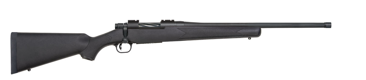 Mossberg 28013 Patriot Full Size 450 Bushmaster 4+1 20" Matte Blued Fluted Threaded Barrel, Drilled & Tapped Matte Blued Stainless Steel Receiver, Black Fixed Synthetic Stock, Right Hand