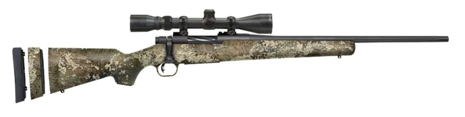 Mossberg 28065 Patriot Super Bantam 243 Win Caliber with 5+1 Capacity, 20" Fluted Barrel, Blued Metal Finish & TrueTimber Strata Synthetic Stock Right Hand (Youth) Includes 3-9x40mm Scope