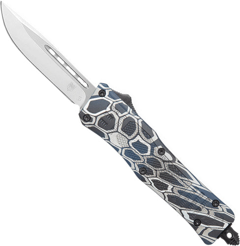 CobraTec CTK1 OTF Blue Cobra Skin Handle 3" Drop Point Knife Medium