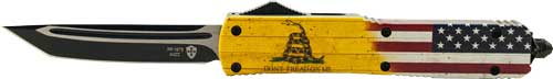 Templar Knife Slim OTF 3.1" Black Tanto Don't Tread on Me Design