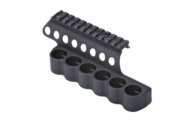 Mesa Tactical SureShell 6-Shell Rail Saddle Carrier, 12 Gauge, Mossberg 500/590, Black Finish 93630