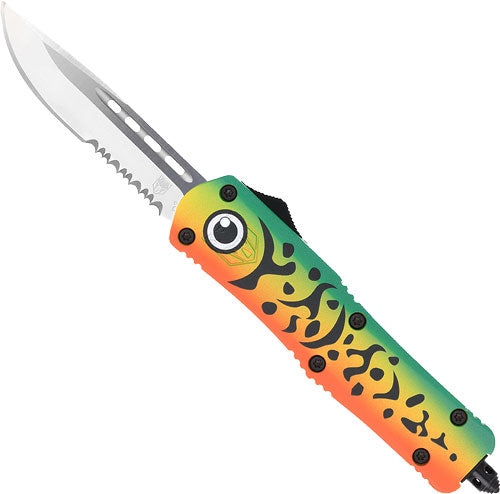 CobraTec Medium FS3 OTF Green Lure Serrated Drop Point 3" Stainless Knife